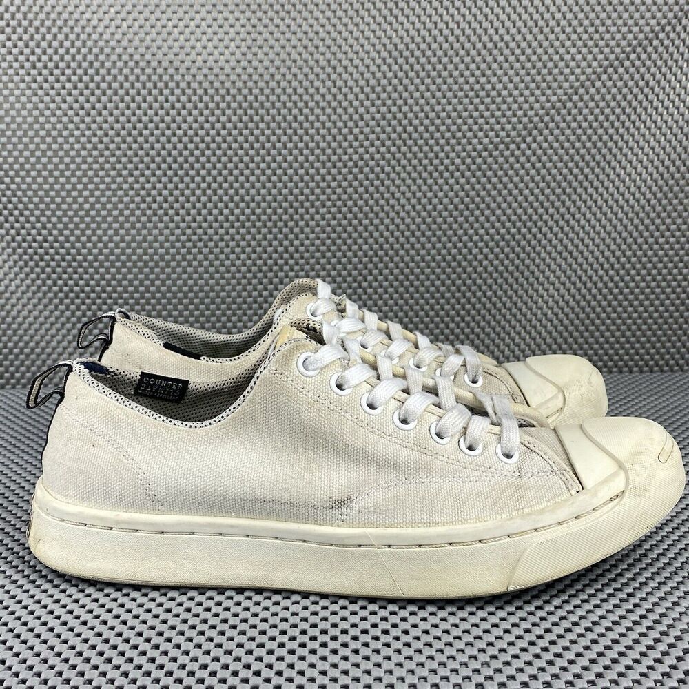 Converse Jack Purcell Shoes Mens 7 Womens 8.5 White Lace Up Low Top Sneakers - Picture 2 of 10